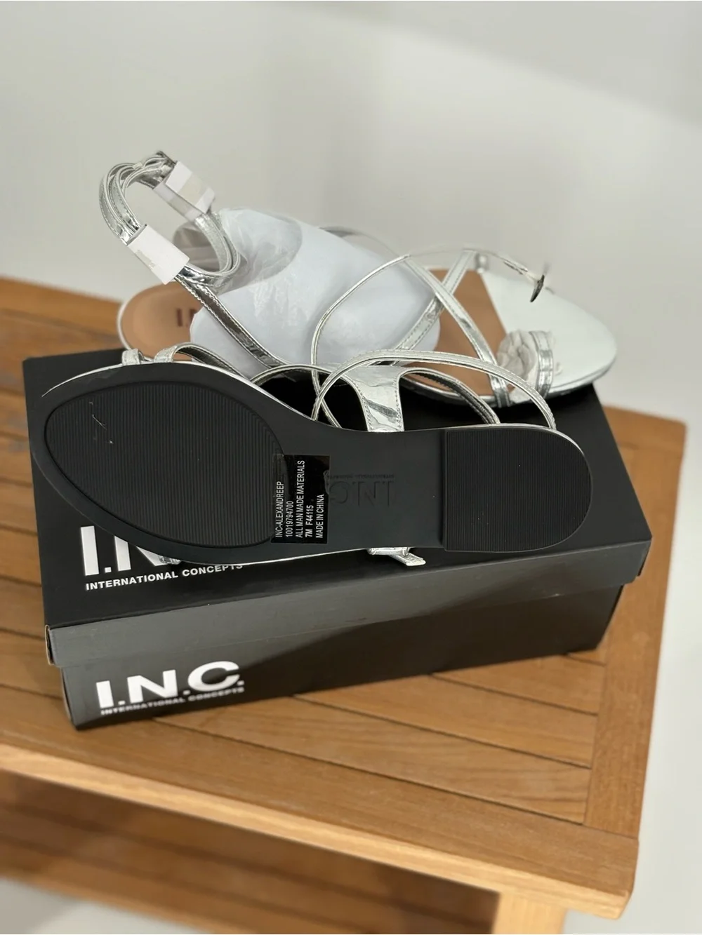 New INC International Concepts ALEXANDREEP Silver Strappy Slingback Sandals 7M
